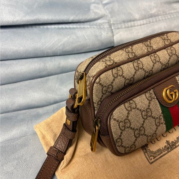 Gucci Ophidia Monogram Crossbody Bag GG with Green and Red Stripe NWT - Picture 4 of 10